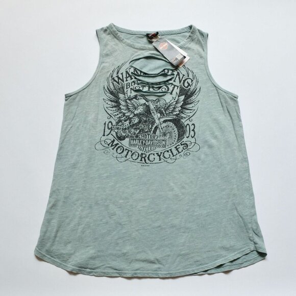Harley Davidson Tops - Harley Davidson Women's Teal Blue Slashed Tank Large New